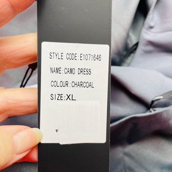 Revolve Elliatt Camo Cocktail Dress Womens XL Gray Satin Asymmetrical Halter NWT - Picture 7 of 11